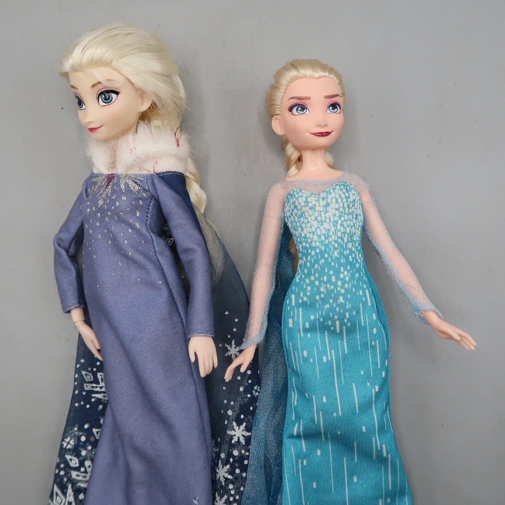 Disney Princess Fashion Doll Frozen Elsa Sparkly Blue Dress Lot of 2 Toy